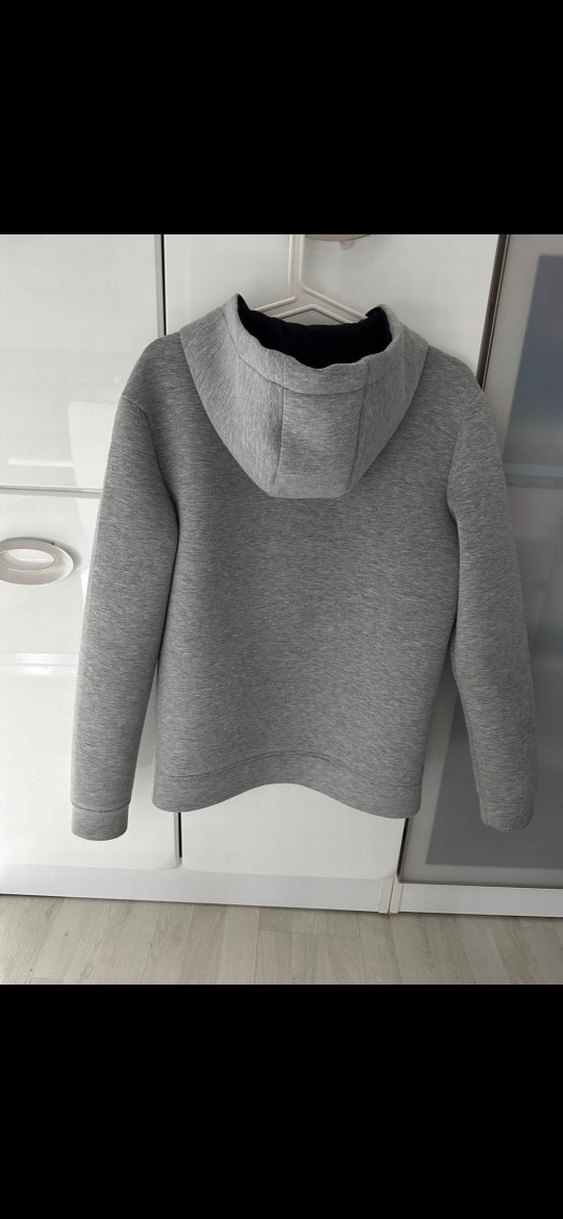 Gri Fermuarlı Erkek Kapüşonlu Sweatshirt - Görsel 3