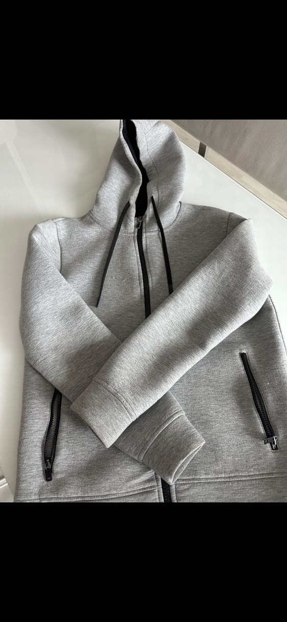 Gri Fermuarlı Erkek Kapüşonlu Sweatshirt - Görsel 5