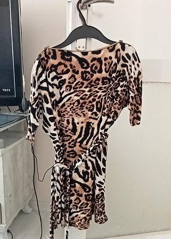 Diğer Bohem Tarzda Uzun Kollu Zebra Desenli Hamile Tuniği