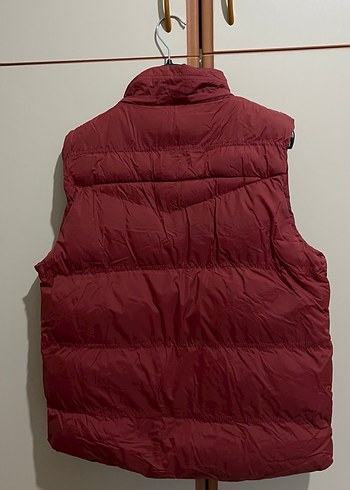 Bordo Düğmeli Fermuarlı Yelek, Yüksek Yakalı - Görsel 3