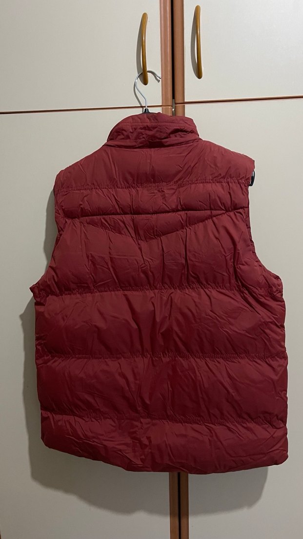 Bordo Düğmeli Fermuarlı Yelek, Yüksek Yakalı - Görsel 3