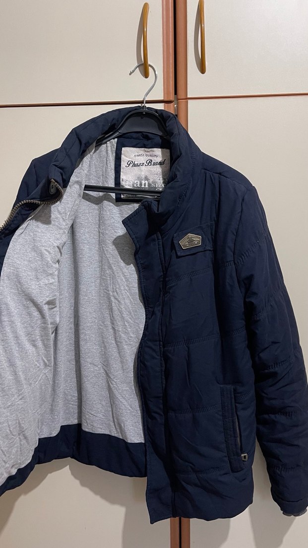 Düğmeli Fermuarlı Lacivert Erkek Mont - Görsel 2