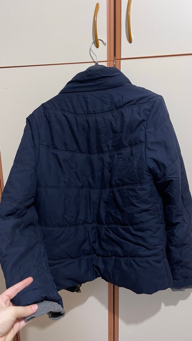 Düğmeli Fermuarlı Lacivert Erkek Mont - Görsel 4