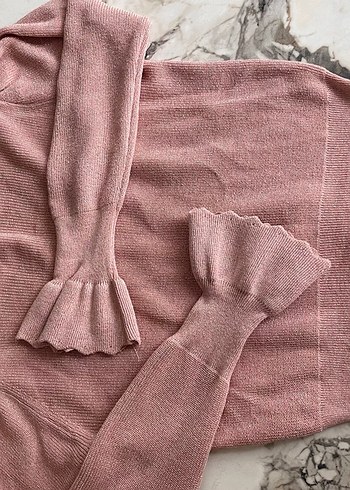 Pembe simli Triko Uzun Kollu Kadın Kazak - Görsel 3