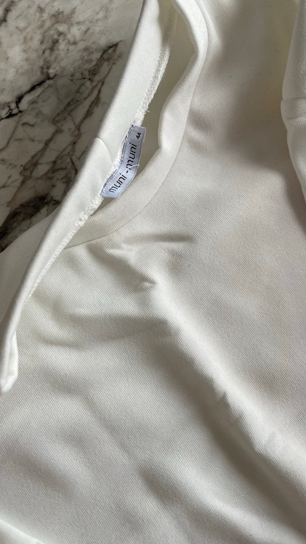 Yan Fermuarlı Beyaz Kadın Sweatshirt - Görsel 3