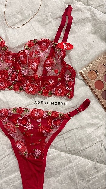 Zara Kırmızı Kalpli Bralet Takım