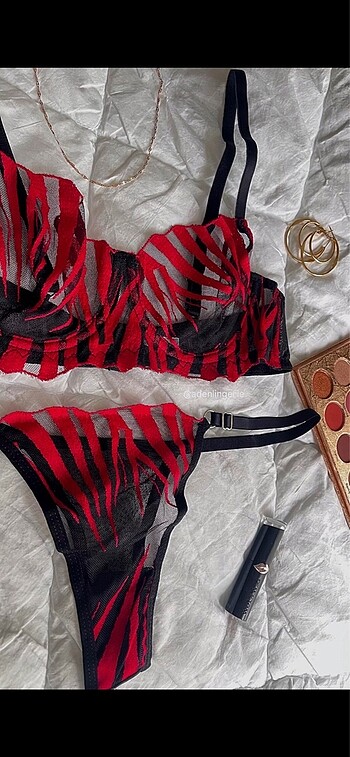m Beden Siyah Kırmızı Bralet Takım
