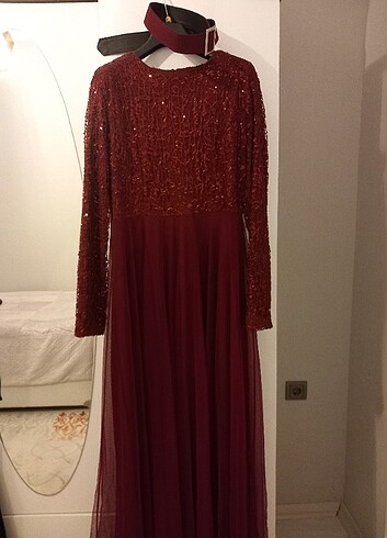 Bordo abiye elbise 