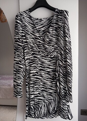 Zebra desenli mini elbise 