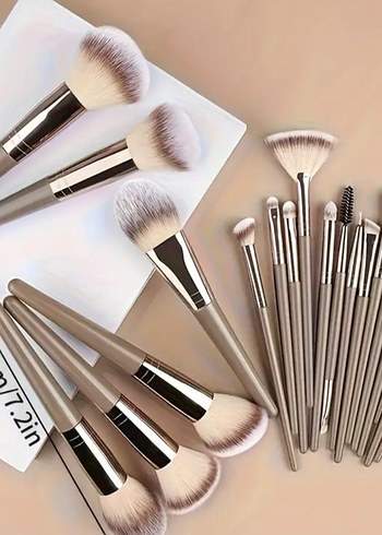 Bej ve Gri Makyaj Fırça Seti - Görsel 4