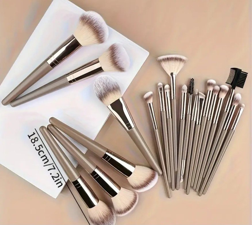 Bej ve Gri Makyaj Fırça Seti - Görsel 4