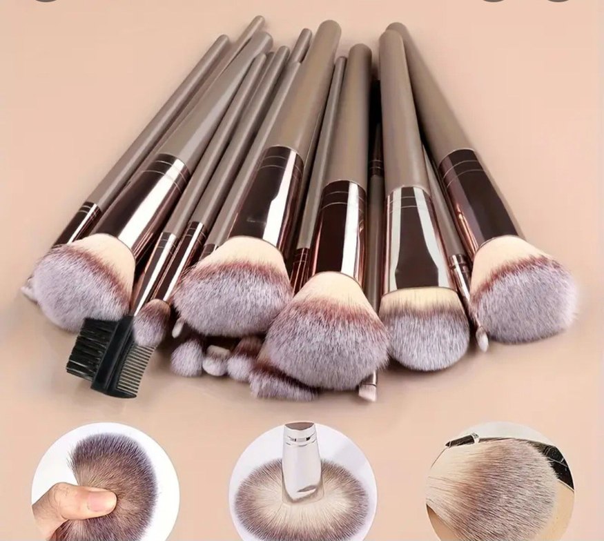 Bej ve Gri Makyaj Fırça Seti - Görsel 2