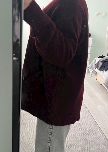 Bordo kadın triko kazak - Görsel 4