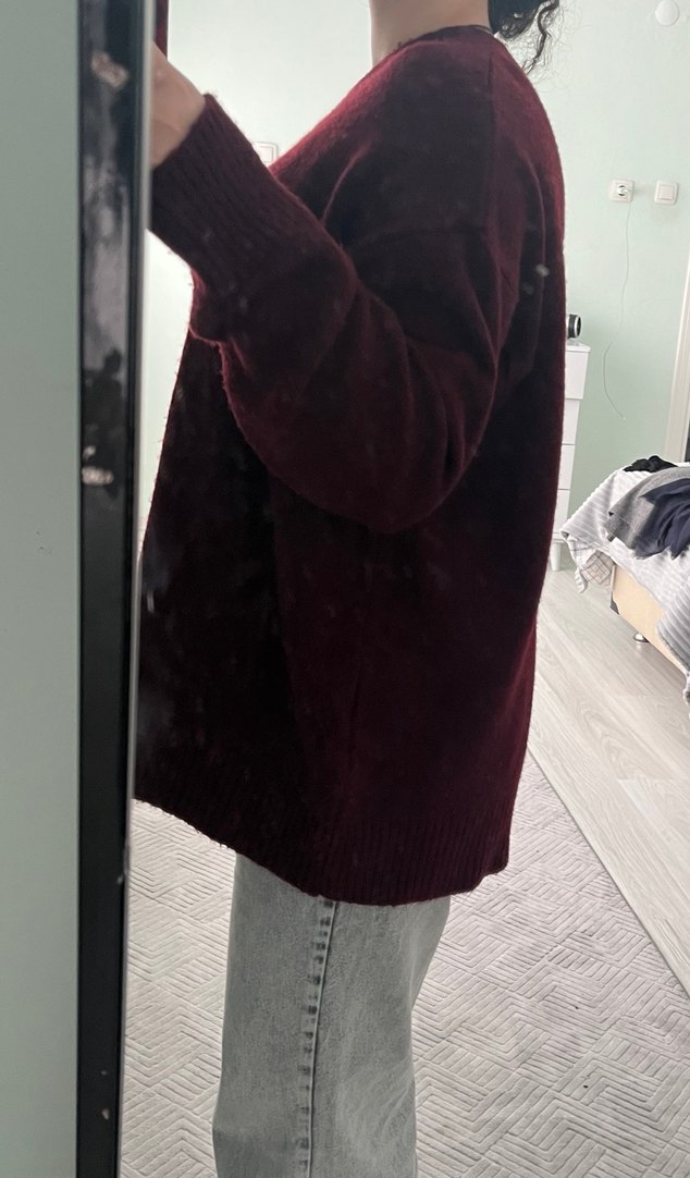 Bordo kadın triko kazak - Görsel 4