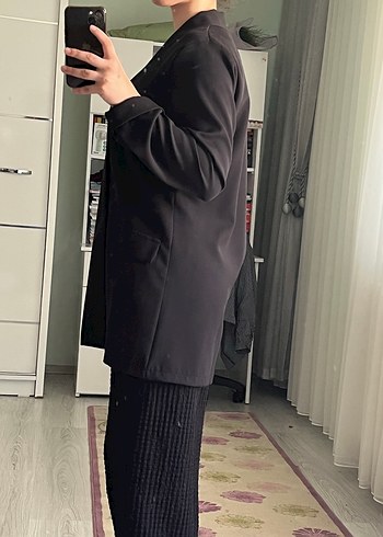 Siyah Kadın Midi Blazer Ceket - Görsel 4