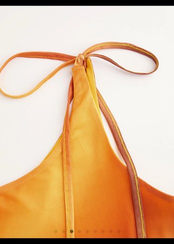 Turuncu Ombre Tek kol Askılı tasarım Elbise - Görsel 5