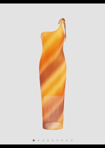 Turuncu Ombre Tek kol Askılı tasarım Elbise - Görsel 2