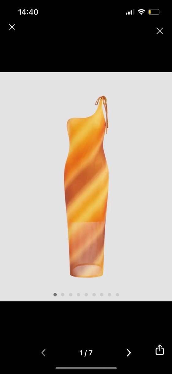Turuncu Ombre Tek kol Askılı tasarım Elbise - Görsel 2