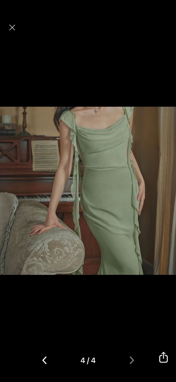 Su Yeşili Uzun Abiye Peri kızı Elbise - Görsel 4