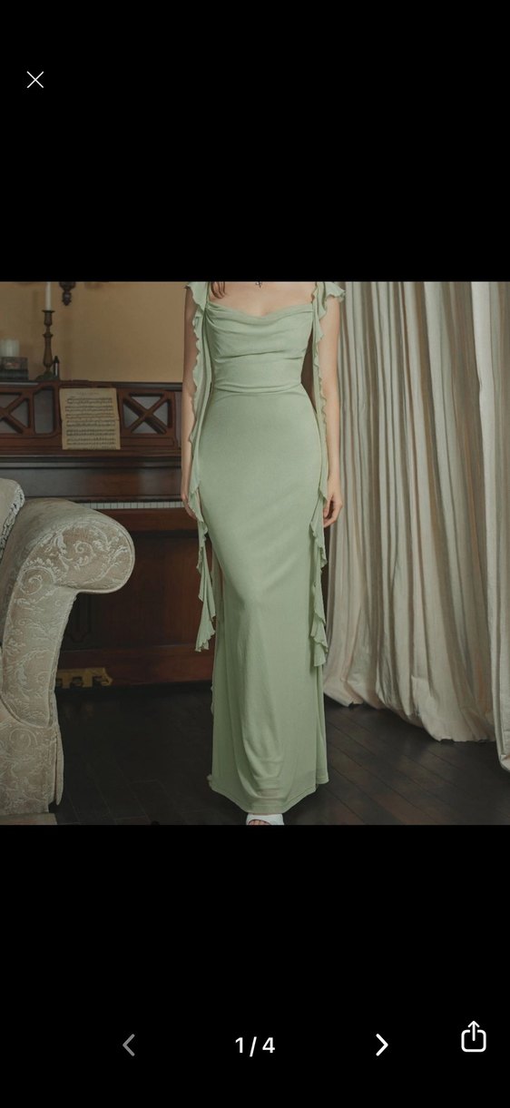 Su Yeşili Uzun Abiye Peri kızı Elbise - Görsel 3