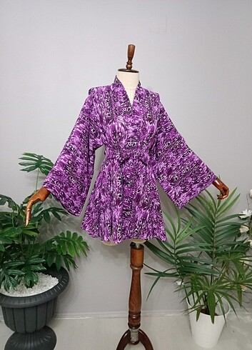 universal Beden mor Renk Tasarım Kimono