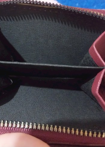 bordo Kareli Deri Kadın Portföy Cüzdan - Görsel 3