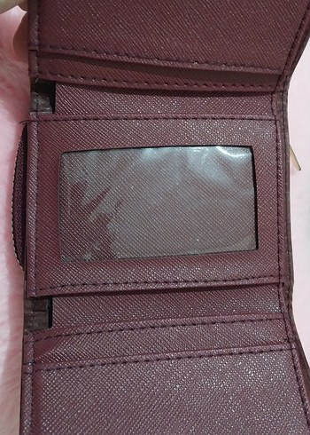 bordo Kareli Deri Kadın Portföy Cüzdan - Görsel 4