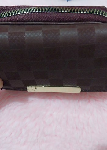 bordo Kareli Deri Kadın Portföy Cüzdan - Görsel 2