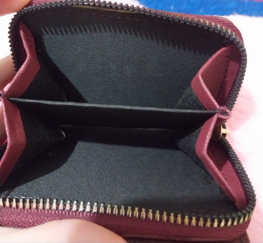 bordo Kareli Deri Kadın Portföy Cüzdan - Görsel 3