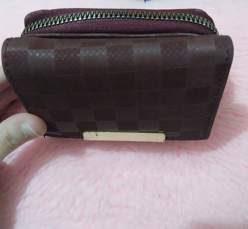 bordo Kareli Deri Kadın Portföy Cüzdan - Görsel 2