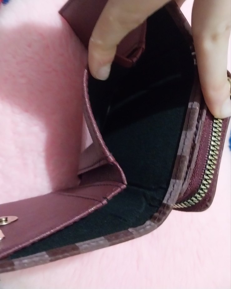 bordo Kareli Deri Kadın Portföy Cüzdan - Görsel 5