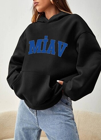 Siyah Oversize mavi Sweatshirt 