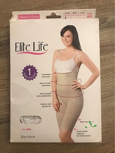 Elite Life dikişsiz korse tam boy beyaz S/M