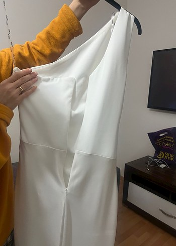 Straplez Beyaz A-Line Gelinlik - Görsel 6