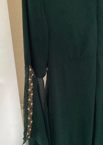 Uzun Turkuaz Bohem Kadın Abiye Elbise - Görsel 8