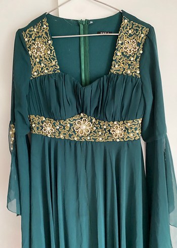 Uzun Turkuaz Bohem Kadın Abiye Elbise - Görsel 2