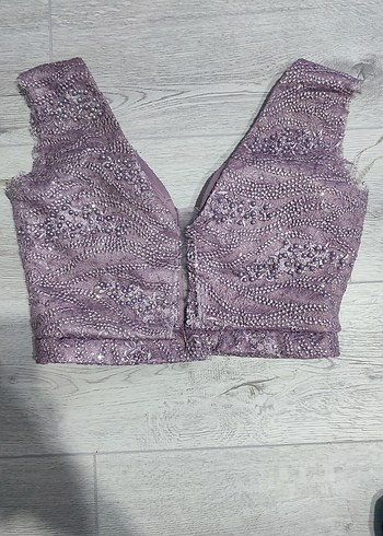 Elysion Lila Boncuklu Pullu Kalın Askılı Abiye Üstü Büstiyer - Görsel 6