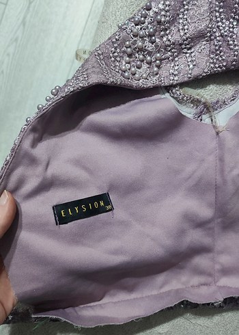 Elysion Lila Boncuklu Pullu Kalın Askılı Abiye Üstü Büstiyer - Görsel 2