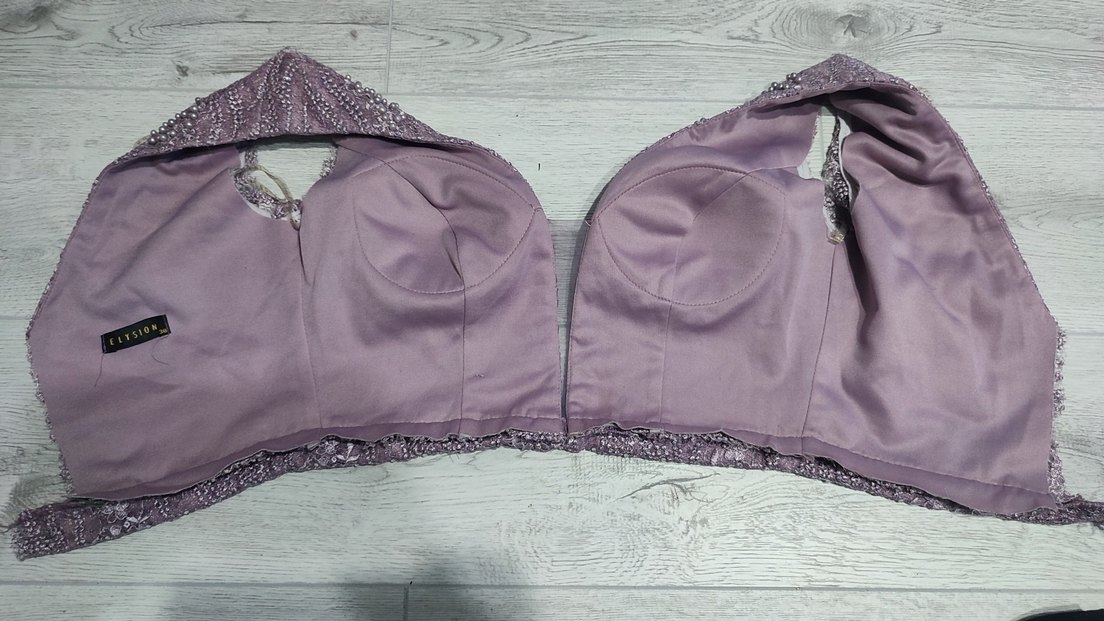 Elysion Lila Boncuklu Pullu Kalın Askılı Abiye Üstü Büstiyer - Görsel 4