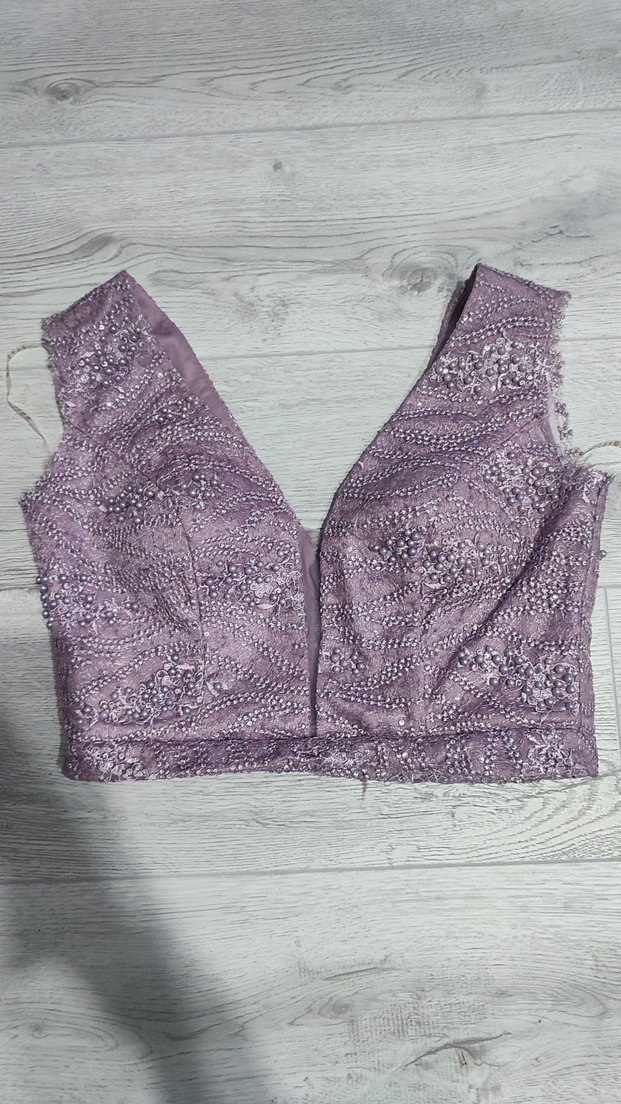 Elysion Lila Boncuklu Pullu Kalın Askılı Abiye Üstü Büstiyer - Görsel 5