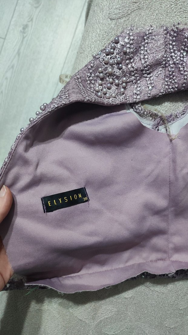 Elysion Lila Boncuklu Pullu Kalın Askılı Abiye Üstü Büstiyer - Görsel 2