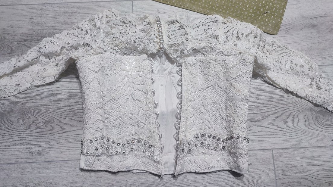 Taşlı Dantelli Uzun Kol Gelinlik Üstü - Görsel 2