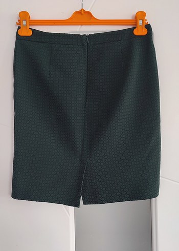 Adil Işık Yeşil Kareli Kumaş Yırtmaçlı Kalem Etek - Görsel 2