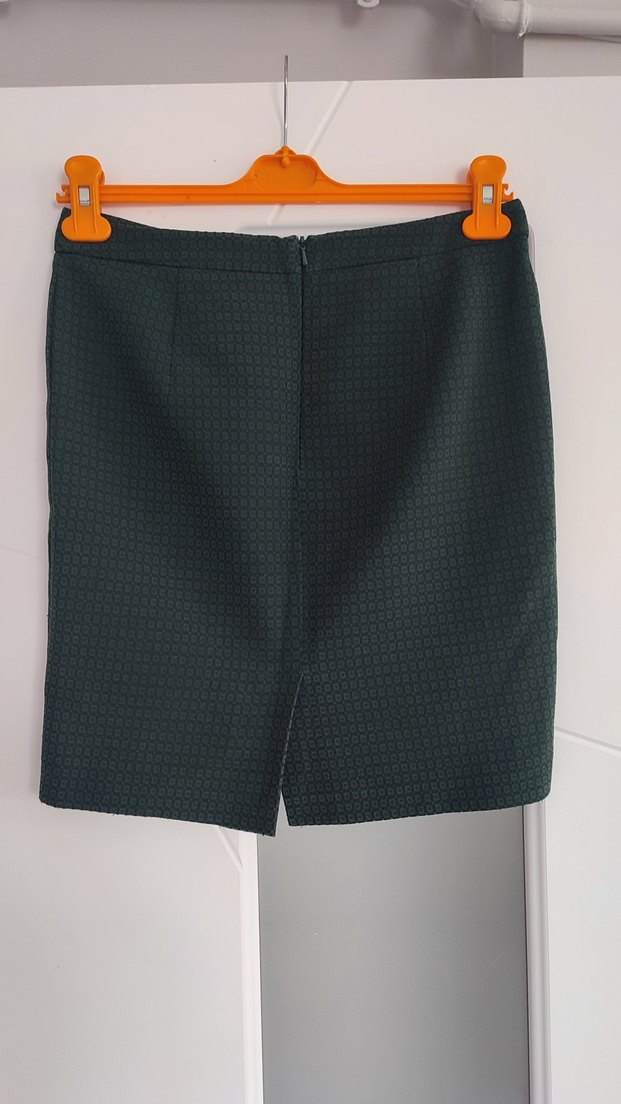 Adil Işık Yeşil Kareli Kumaş Yırtmaçlı Kalem Etek - Görsel 2