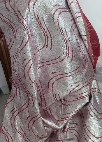 Döşemelik Kumaş Bordo Gri Simli ( Metre Fiyatı) - Görsel 3