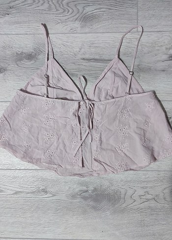 y2k coquette Çiçek Nakışlı İnce Askılı Sırtı İpli Bağlamalı Bluz - Görsel 2