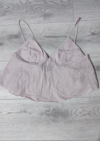 y2k coquette Çiçek Nakışlı İnce Askılı Sırtı İpli Bağlamalı Bluz - Görsel 5