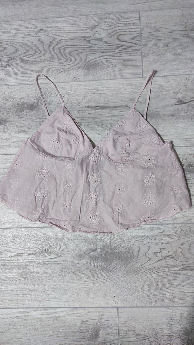 y2k coquette Çiçek Nakışlı İnce Askılı Sırtı İpli Bağlamalı Bluz - Görsel 5