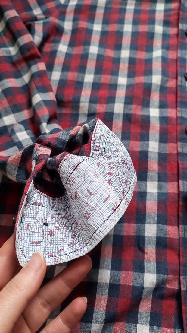 Erkek Kareli Ekoseli Kırmızı Lacivert Uzun Kol Pamuk Gömlek - Görsel 4