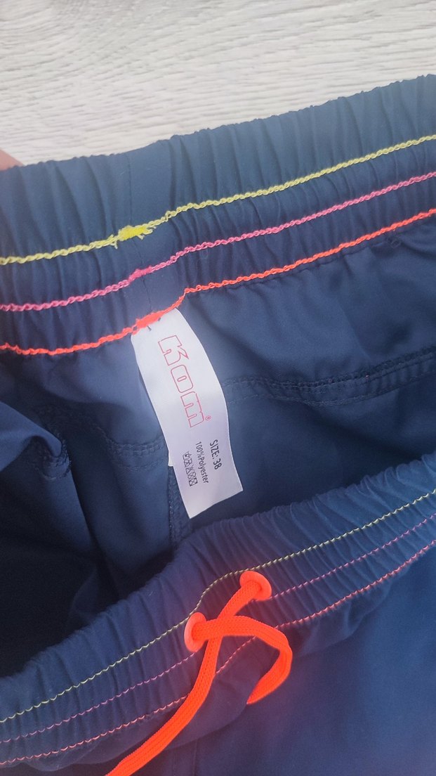 Kom Neon Çizgili Kadın Lacivert Deniz Şortu - Görsel 3